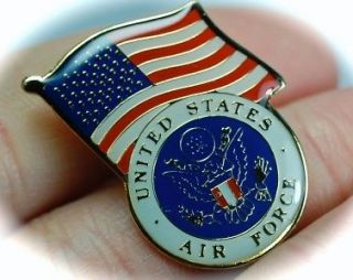 Gold US Air Force American Flag Lapel Pin Medal USAF