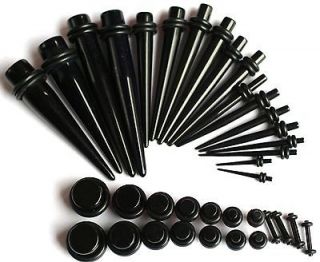 36pc black EAR STRETCHING KIT Tapers +18 PLUGS 00G 14G gauges 