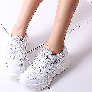 Womens White Cheerleader Sneakers Wedge Shoes US 6~8
