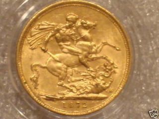 1872 S VICTORIA YOUNG HEAD 22K GOLD FULL SOVEREIGN COIN
