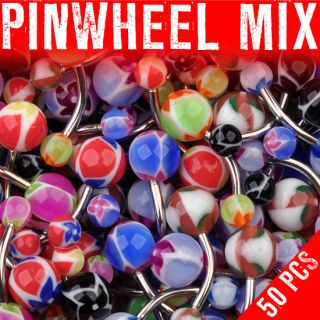   PINWHEEL 50 Navel Rings Mixed Belly Button MIX Piercing Body Jewelry