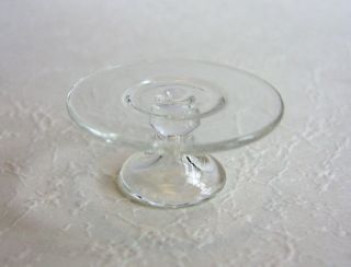 Dollhouse Miniatures Clear Small 1 Wide Glass Pedestal Cake Plate