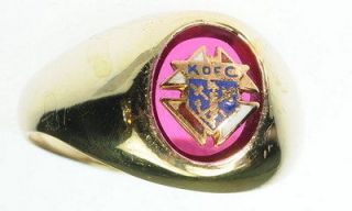 MENS 10K YELLOW GOLD KNIGHTS OF COLUMBUS FRATERNAL BAND ESTATE RING 