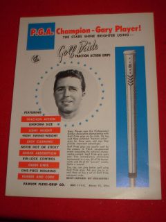 1962 Golf Pride Golf Club Grips Gary Player Print Ad