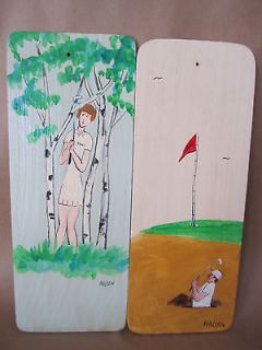   Hand Painted Husband and Wife Golf Buddies Pictures. Great Gift