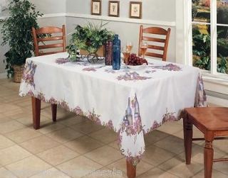 Napa Grapes Wine Bottle White 68x84 Oblong Fabric Tablecloth #3304