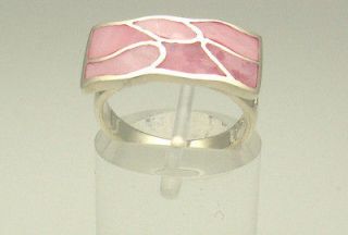 Sterling Silver Pink Mother of Pearl Ring Size N / 7 or O / 7.5
