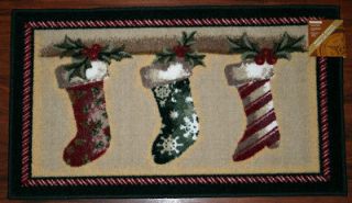   Stockings Green Holly Fireplace Red Kitchen Rug Washable Mat Rugs