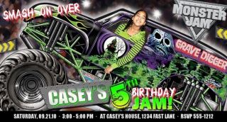 Monster Truck Jam Birthday Party Invitations Favors