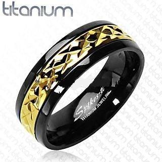 Black Titanium/14K Gold Mens Wedding Band Ring Size 12 ~~ Daily 99 