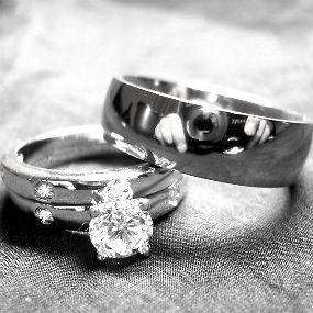   hers TITANIUM and STERLING SILVER wedding bridal matching ring set new