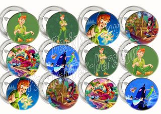 Disney Peter Pan Green Assorted 2 Large Buttons Pins Party Favors (12 