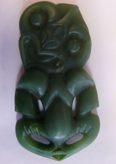 Large vintage New Zealand Maori green stone Tiki