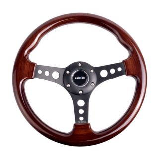 NRG Steering Wheel 330mm Classic Wood Grain 3 Spoke Black Center Old 