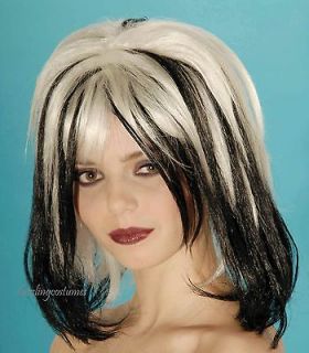 white gray black tip wig adult lady gaga style witch halloween costume 
