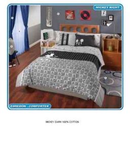   Boy Mickey Mouse Gray Black Comforter Bedding Sheet Set Full 7 Pieces