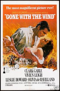 GONE WITH THE WIND original poster VIVIEN LEIGH/CLARK GABLE one sheet 