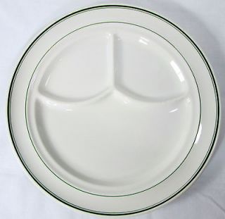 Jackson China Divided Grill Plate White Green Bands Dinner Restaurant 