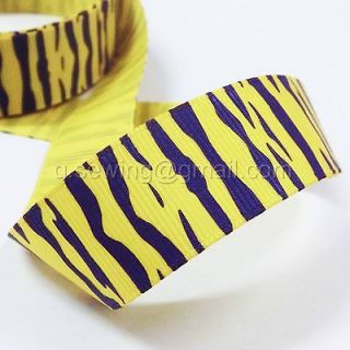   2yd Cute purple zebra animal print yellow grosgrain ribbon DIY bow