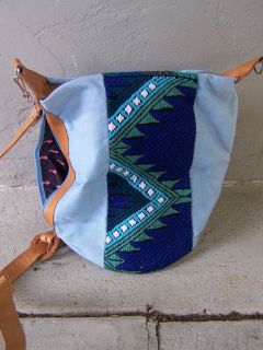   Colorful Shoulder Bag Lg Purse   Leather/Handwoven Cloth   Guatemala