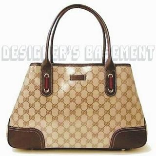 GUCCI ebony & beige Crystal GG JOY Princy Tote WEB detail Bag NWT 