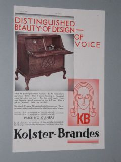 1930 KOLSTER BRANDE​S RADIO GRAMOPHONE BRITISH AD