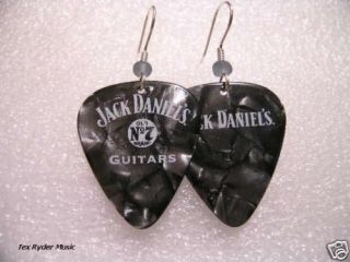 Jack Daniels Black Pearloid / Guitar Pick Earrings