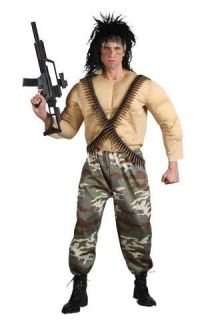   warrior army soldier rambo man fancy dress costume outfit military