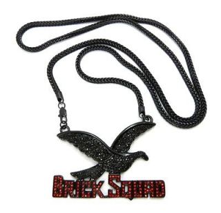 NEW ICED OUT BRICK SQUAD BLACK PENDANT & 36 FRANCO CHAIN HIPHOP 