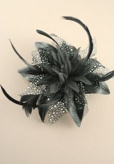   /Brides​maids Large Fabric Flower & Feather Hair Comb Fascinator
