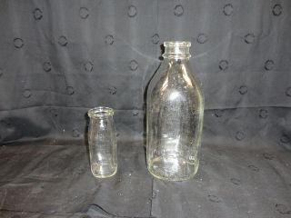   DAIRY MILK BOTTLES LOT OF TWO EARLY 1900S HALF GALLON AND HALF PINT