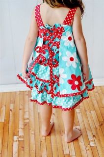 NWT Boutique Jelly The Pug Girls Red Flower Polka Dot Patty Dress 