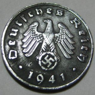 Nazi Germany 3rd Reich 1941 D 1 Reichspfennig Coin KM#97 WWII 