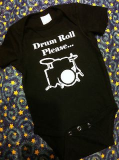 Cool Baby Shower Gift Black Drum Roll Please Onesie 3/6/12 Months 
