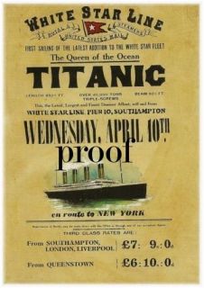 Titanic White Star Ship Ocean Liner Memorabilia advertising poster UK 