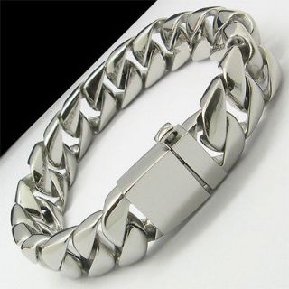 COOL HEAVY 90g CUBAN CURB CHAIN Stainless Steel Bracelet 8.5 15mm 