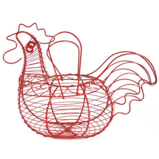   Chic Red Chicken Shaped Wire Egg Holder Basket Chicken Egg Storage