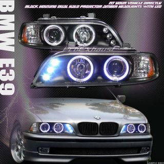 BLACK DRL LED HALO RIMS PROJECTOR HEAD LIGHTS LAMP SIGNAL 97 03 BMW 