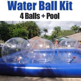   Water Tizip Balls & 8M x 7M Inflatable Pool Kit Zorb Hamster 26x23 FT