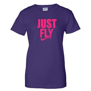 New JUST FLY Ladies T shirtHip Hop Rap Wiz Khalifa Fan Pink Logo Tee 