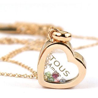 rose Gold Swarovski Cysta heart love Pendant Necklace a1191