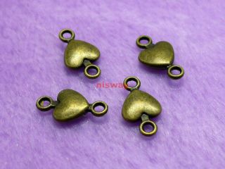 20 Pcs Bronze Heart Shape Charm Beads Pendant 2cm Jewelry Making