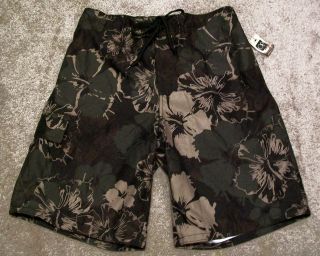 Mens Op Camo Floral Hawaiian 3 Pocket Swim Trunks Board Shorts M, 2XL 
