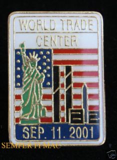 WORLD TRADE CENTER 9 11 01 STATUE OF LIBERTY NY HAT PIN