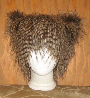 SPECKELED OWL FEATHER FAUX FUR HAT KITTY CAT SQUIRREL COSPLAY SPIRIT 