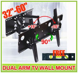 New Articulating Dual Arm 32 60 LCD Plasma TV Wall Mount Bracket 