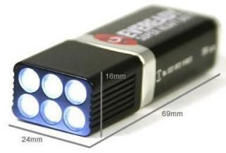 Brand New 6 LED Mini Flashlight Torch with 9Volt EVEREADY Battery x1