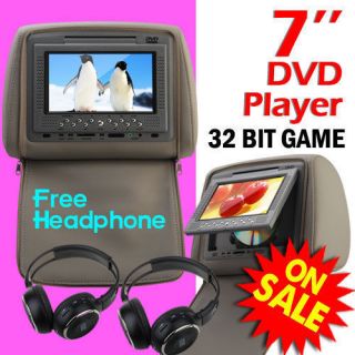   Headrest on Sale Gray 2x 7 Car Pillow DVD CD Player +2x IR Headphone