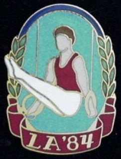 Gymnastics Olympic Pin Badge ~ Rings ~ LA 1984 ~ LE ~ Los Angeles