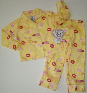 NWT Girls Yellow Princess Makeup Kiss Pajamas ANGEL FACE Sz 4T